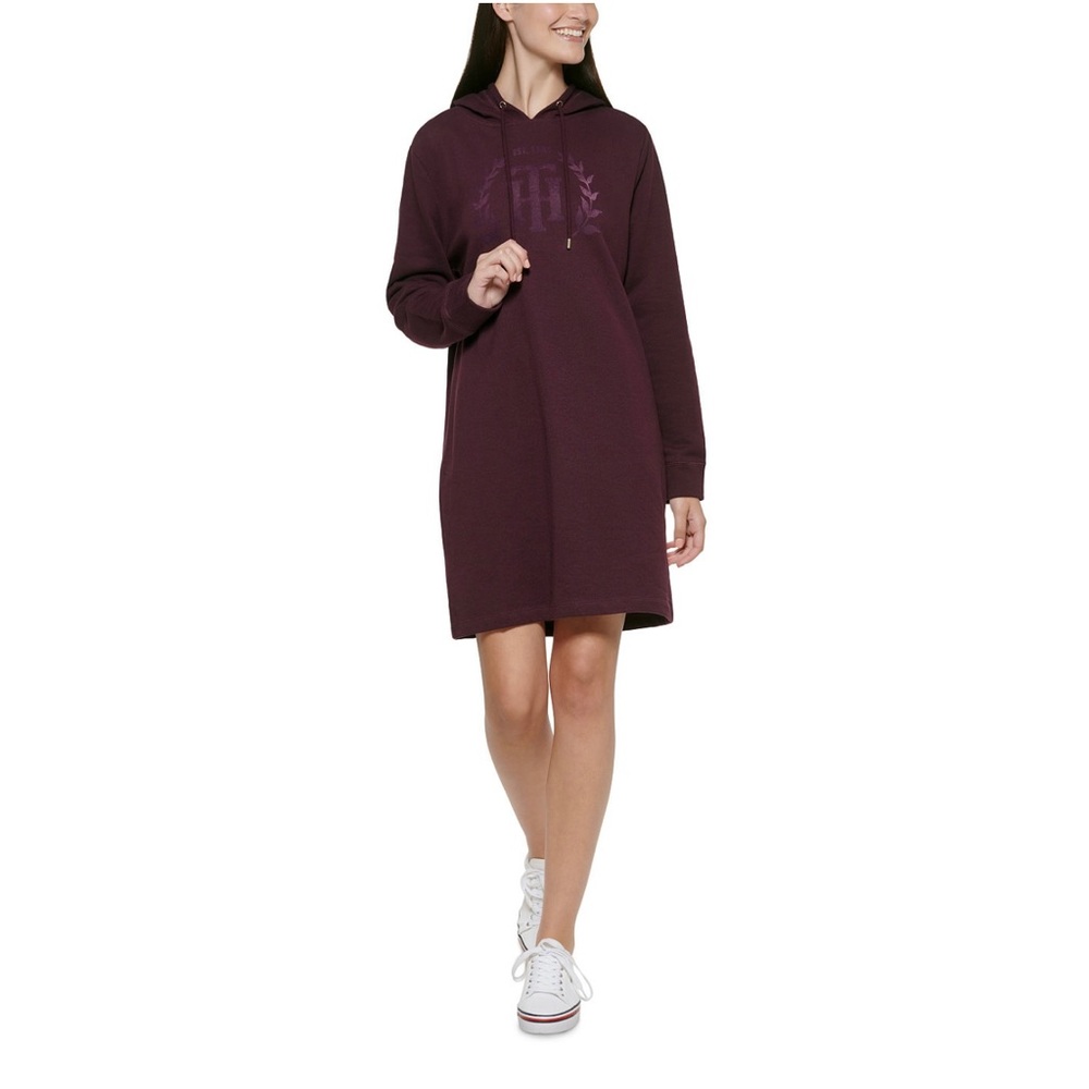 Tommy Hilfiger cute and comfortable hoodie dress. Deep burgundy